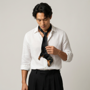 Krawat z Jamnikiem Czarny Designerski Męski Pies Statement Piece